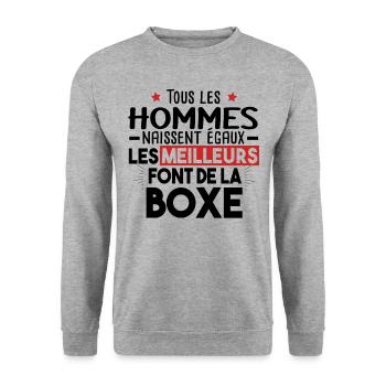 Boxe Boxeur Sport Combat Citations Humour Noël - Sweat-shirt Unisexe - gris chiné - Devant - Alina (178cm) & Michal (187cm)