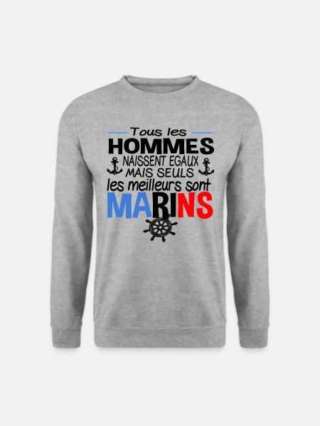 Marin Marine Skipper Métier Cadeau Humour Mer - Sweat-shirt Unisexe - gris chiné
