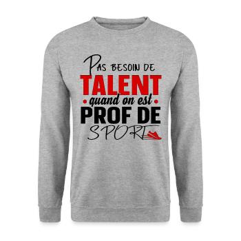 Prof de Sport Professeur Métier Cadeau Humour - Sweat-shirt Unisexe - gris chiné - Devant - Alina (178cm) & Michal (187cm)
