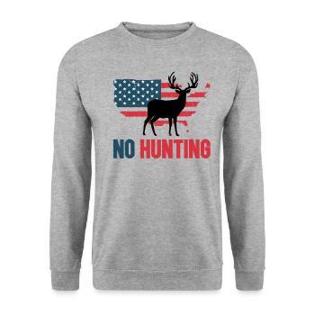 Anti chasse No hunting USA - Sweat-shirt Unisexe - gris chiné - Devant - Alina (178cm) & Michal (187cm)