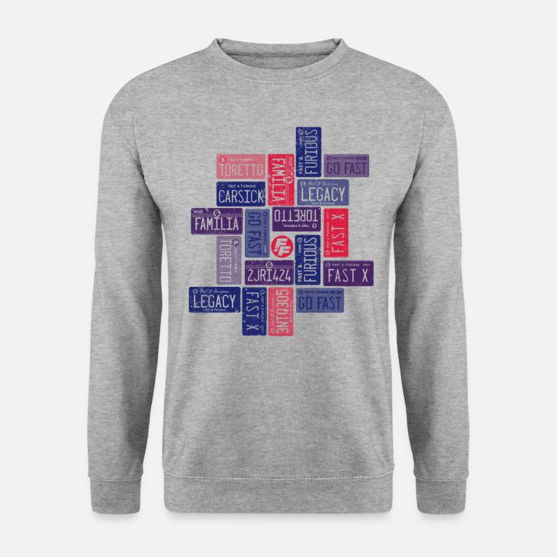 Fast and Furious Nummernschilder - Unisex Pullover - Weißgrau meliert