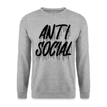 Anti Social Graffiti Logo Design - Unisex Pullover - Weißgrau meliert - Vorne - Alina (178cm) & Michal (187cm)