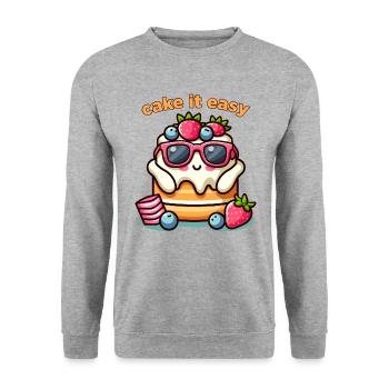 Cake it Easy - Unisex Pullover - Weißgrau meliert - Vorne - Alina (178cm) & Michal (187cm)