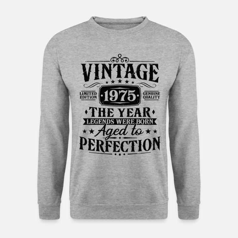 Vintage 1975 Jahrgang Geburtstag Geschenk - Unisex Pullover - Weißgrau meliert