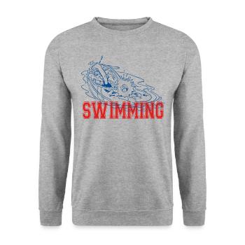 Asterix & Obelix Design Asterix Natation - Sweat-shirt Unisexe - gris chiné - Devant - Alina (178cm) & Michal (187cm)