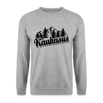 Kaukasus - Wald und Berge Wandern Erholung - Unisex Pullover - Weißgrau meliert - Vorne - Alina (178cm) & Michal (187cm)