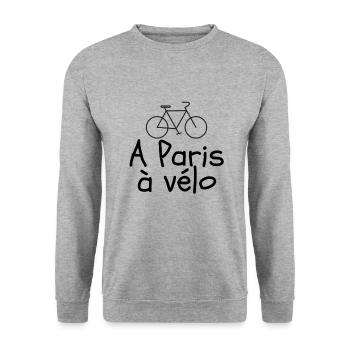 A paris à vélo - Sweat-shirt Unisexe - gris chiné - Devant - Alina (178cm) & Michal (187cm)