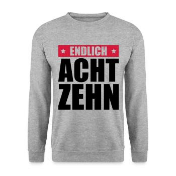 endlich 18 jahre - Unisex Pullover - Weißgrau meliert - Vorne - Alina (178cm) & Michal (187cm)