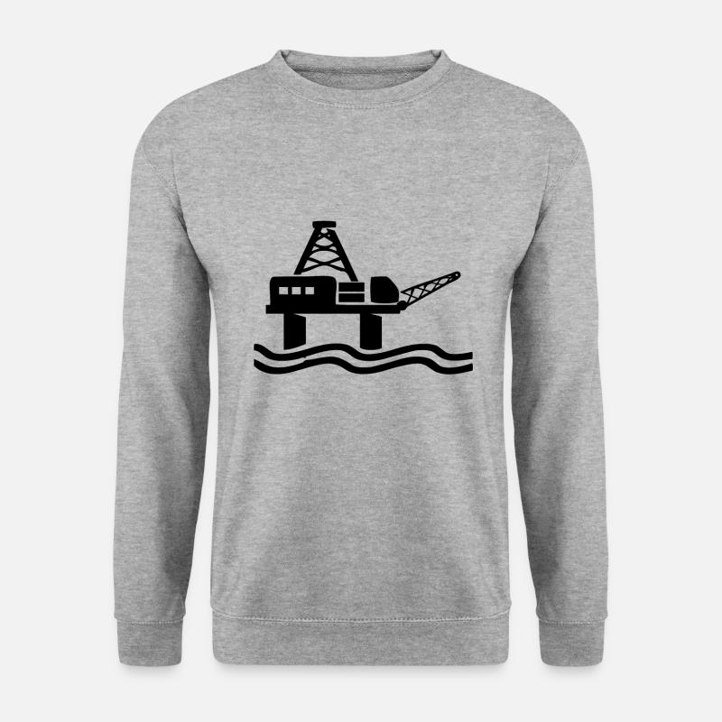 Eine große Plattform im Meer - Unisex Pullover - Weißgrau meliert