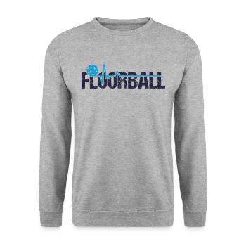 Floorball Spieler Herzschlag EKG Floorballspieler - Unisex Pullover - Weißgrau meliert - Vorne - Alina (178cm) & Michal (187cm)