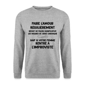Citation Homme Humour Mariage Couple - Sweat-shirt Unisexe - gris chiné - Devant - Alina (178cm) & Michal (187cm)
