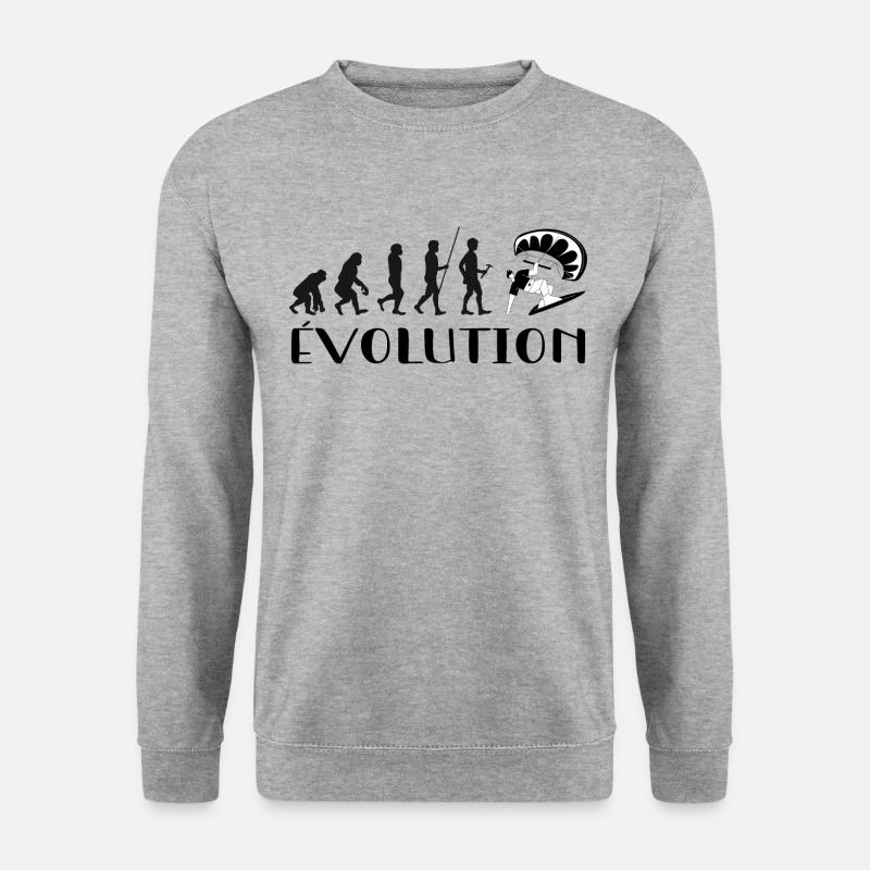 Evolution Vom Affen zum Surfer - Unisex Pullover - Weißgrau meliert