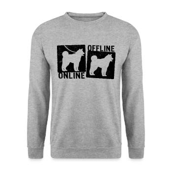 Online Offline - Akita Dog Dog Leash - Unisex Sweatshirt - salt & pepper - Front - Alina (178cm) & Michal (187cm)