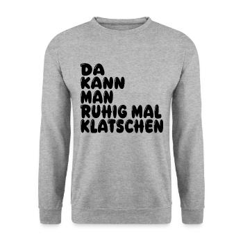 Klatschen - Unisex Pullover - Weißgrau meliert - Vorne - Alina (178cm) & Michal (187cm)