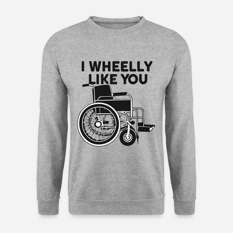 Rollstuhl Rollstuhlfahrer Geschenkidee - Unisex Pullover - Weißgrau meliert
