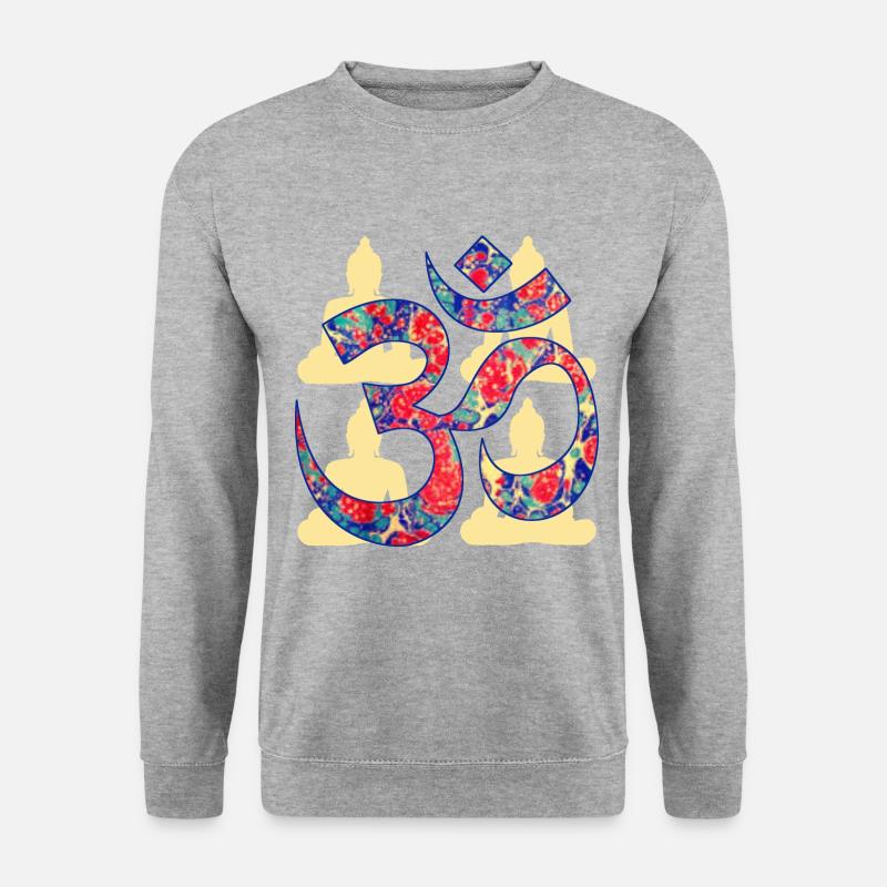 om mit buddha e 42 - Unisex Pullover - Weißgrau meliert
