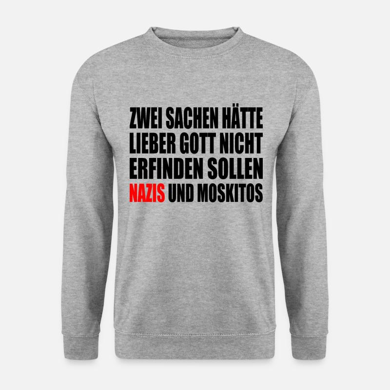 Fck nzs - nazis und moskitos - Unisex Pullover - Weißgrau meliert