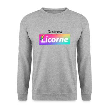 Licorne - Sweat-shirt Unisexe - gris chiné - Devant - Alina (178cm) & Michal (187cm)
