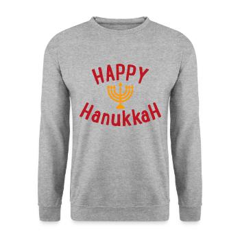 Happy Hanukkah Xmas Gift - Unisex Sweatshirt - salt & pepper - Front - Alina (178cm) & Michal (187cm)