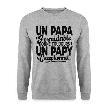 Un Papa Formidable Donne Un Papy Exceptionnel - Sweat-shirt Unisexe - gris chiné - Devant - Alina (178cm) & Michal (187cm)