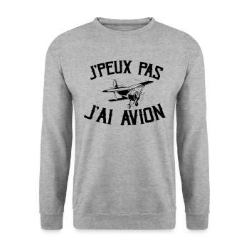 Je Peux Pas J'ai Avion - Sweat-shirt Unisexe - gris chiné - Devant - Alina (178cm) & Michal (187cm)