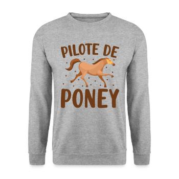 Pilote De Poney - Sweat-shirt Unisexe - gris chiné - Devant - Alina (178cm) & Michal (187cm)