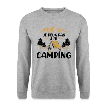 Je Peux Pas J'ai Camping Vacances Cadeau Camper - Sweat-shirt Unisexe - gris chiné - Devant - Alina (178cm) & Michal (187cm)