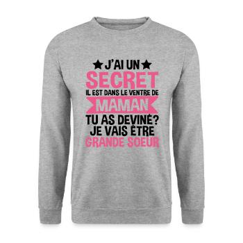 Bientôt Future Grande Soeur D'amour - Sweat-shirt Unisexe - gris chiné - Devant - Alina (178cm) & Michal (187cm)