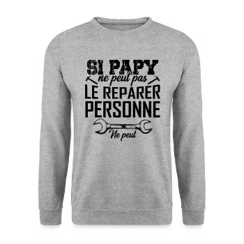 Si Papy Ne Peut Pas Le Reparer Personne Ne Peut - Sweat-shirt Unisexe - gris chiné - Devant - Alina (178cm) & Michal (187cm)