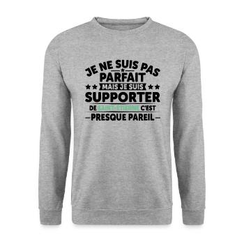 Supporter De Saint Étienne - Sweat-shirt Unisexe - gris chiné - Devant - Alina (178cm) & Michal (187cm)