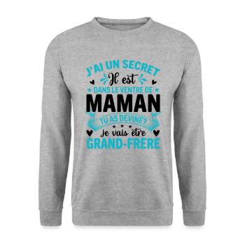 Le Secret D'un Grand Frère - Sweat-shirt Unisexe - gris chiné - Devant - Alina (178cm) & Michal (187cm)