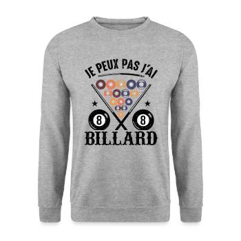 Ich kann kein Billard haben - Unisex Pullover - Weißgrau meliert - Vorne - Alina (178cm) & Michal (187cm)