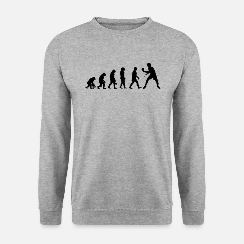 Entwicklung des Tischtennis - Unisex Pullover - Weißgrau meliert