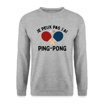Je Peux Pas J'ai Ping Pong - Sweat-shirt Unisexe - gris chiné - Devant - Alina (178cm) & Michal (187cm)