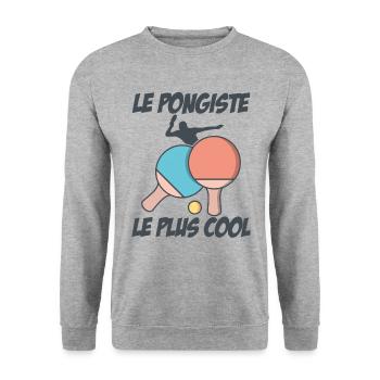 Le Pongiste Le Plus Cool - Sweat-shirt Unisexe - gris chiné - Devant - Alina (178cm) & Michal (187cm)