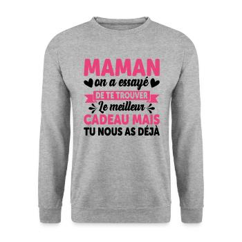 Maman Anniversaire Cadeau Fête Des Mères Noël Mama - Sweat-shirt Unisexe - gris chiné - Devant - Alina (178cm) & Michal (187cm)