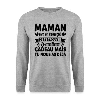 Maman Anniversaire Cadeau Fête Des Mères Noël Mama - Sweat-shirt Unisexe - gris chiné - Devant - Alina (178cm) & Michal (187cm)