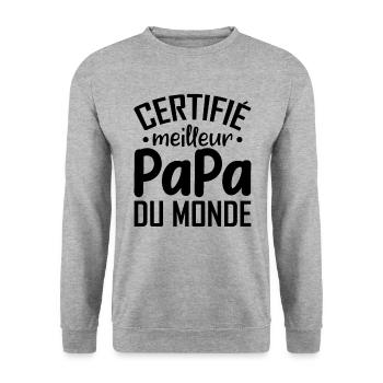 Certifié Meilleur Papa Du Monde - Sweat-shirt Unisexe - gris chiné - Devant - Alina (178cm) & Michal (187cm)