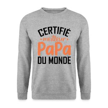 Certifié Meilleur Papa Du Monde - Sweat-shirt Unisexe - gris chiné - Devant - Alina (178cm) & Michal (187cm)