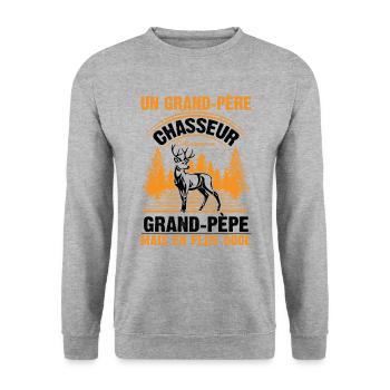 Grand-père Chasseur Chasser Cadeau Fête Des Pères - Sweat-shirt Unisexe - gris chiné - Devant - Alina (178cm) & Michal (187cm)