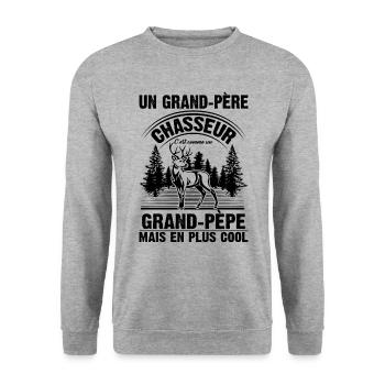 Grand-père Chasseur Chasser Cadeau Fête Des Pères - Sweat-shirt Unisexe - gris chiné - Devant - Alina (178cm) & Michal (187cm)