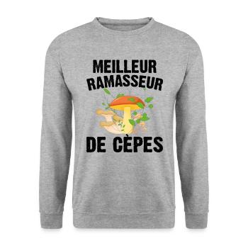 Meilleur Ramasseur De Cèpes Champignon Cadeau Cèpe - Sweat-shirt Unisexe - gris chiné - Devant - Alina (178cm) & Michal (187cm)