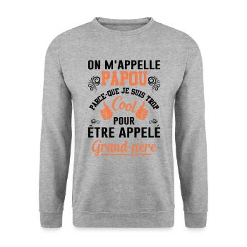 On M'appelle Papou Fête Des Pères Anniversaire Dad - Sweat-shirt Unisexe - gris chiné - Devant - Alina (178cm) & Michal (187cm)