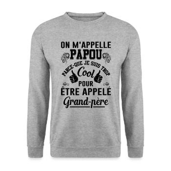 On M'appelle Papou Fête Des Pères Anniversaire Dad - Sweat-shirt Unisexe - gris chiné - Devant - Alina (178cm) & Michal (187cm)
