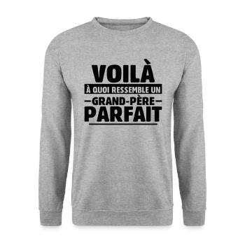 Grand-père Parfait Cadeau Fête Des Pères Papy Papi - Sweat-shirt Unisexe - gris chiné - Devant - Alina (178cm) & Michal (187cm)