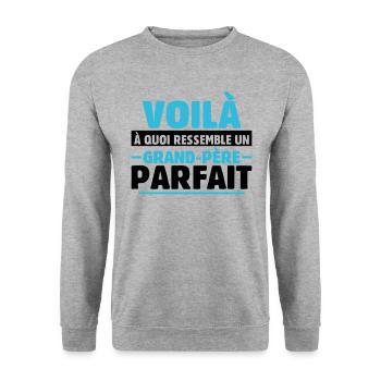 Grand-père Parfait Cadeau Fête Des Pères Papy Papi - Sweat-shirt Unisexe - gris chiné - Devant - Alina (178cm) & Michal (187cm)