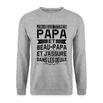 Papa Et Beau-papa Fête Des Pères Anniversaire Cool - Sweat-shirt Unisexe - gris chiné - Devant - Alina (178cm) & Michal (187cm)