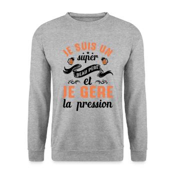 Super Beau-père Papa Idée Cadeau Fête Des Pères - Sweat-shirt Unisexe - gris chiné - Devant - Alina (178cm) & Michal (187cm)