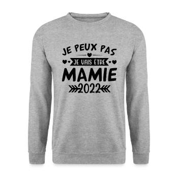 Mamie 2022 Cadeau Enceinte Maman Anniversaire Cool - Sweat-shirt Unisexe - gris chiné - Devant - Alina (178cm) & Michal (187cm)