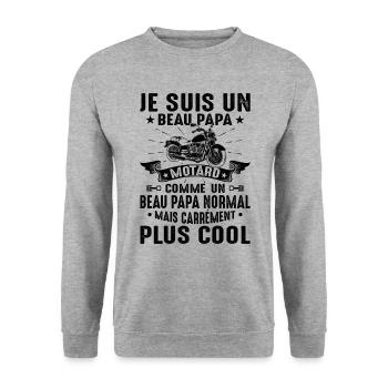 Beau-papa Motard Moto Sport Fête Des Pères Cadeau - Sweat-shirt Unisexe - gris chiné - Devant - Alina (178cm) & Michal (187cm)